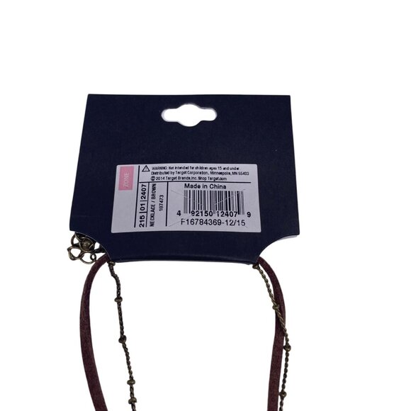 Target Brown Chains Feather Beads Southwestern Boho Necklace 28” Long Layered - Picture 4 of 10